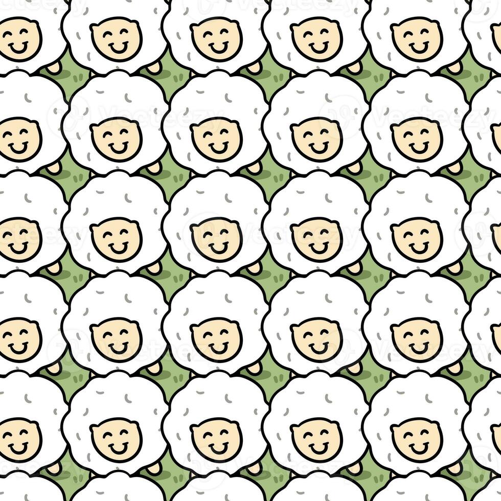 seamless pattern of cute sheep cartoon photo