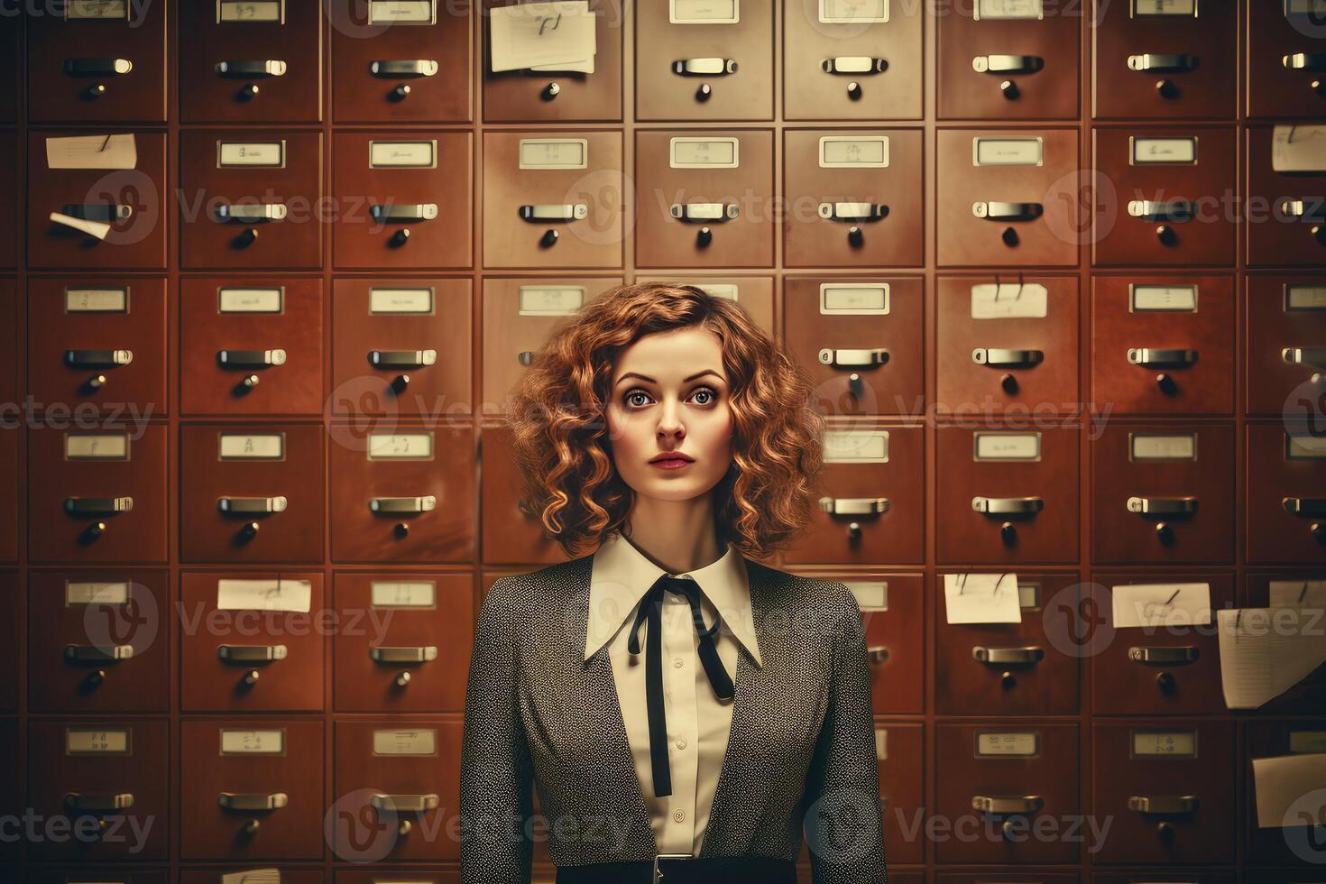 Spacious New archivist filing cabinets. Generate Ai photo