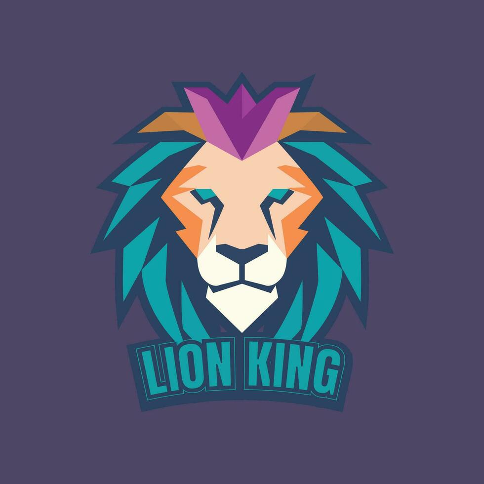 Lion king gaming logo design template vector