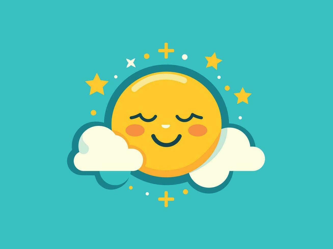 Shiny blue sky with clouds and sun cartoon style background vector