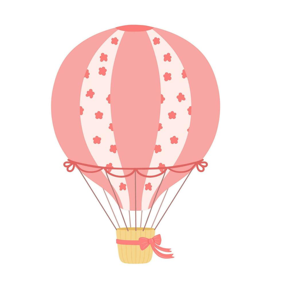 Vintage Hot air balloon with bow. Vector illustration isolated on white