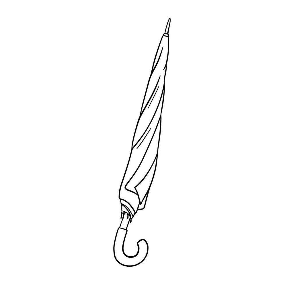 Closed umbrella doodle outline sketch. Vector illustration