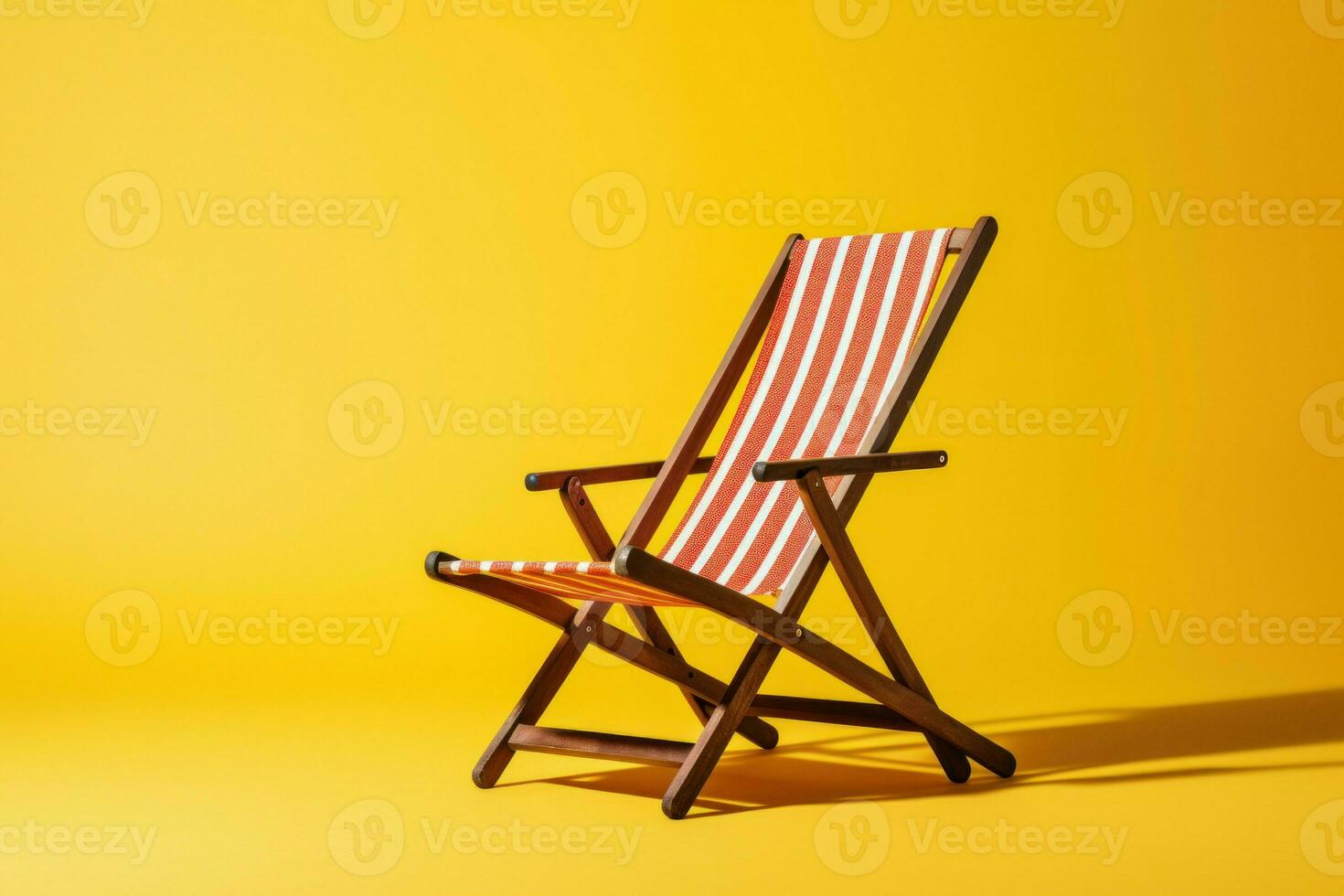 Sunbathed Deck chair. Generate Ai photo