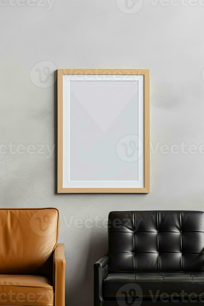 Simple frame mock up with sofa in a modern contemporary design AI Generated photo