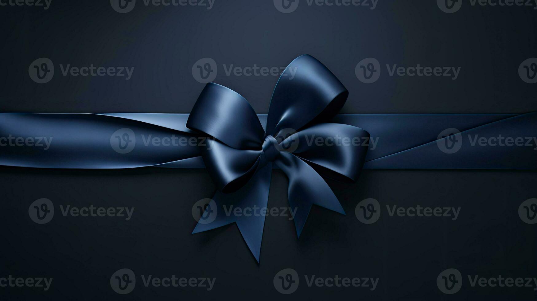 Navy blue ribbon band satin navy fabric for holiday gift box or greeting card banner AI Generated photo