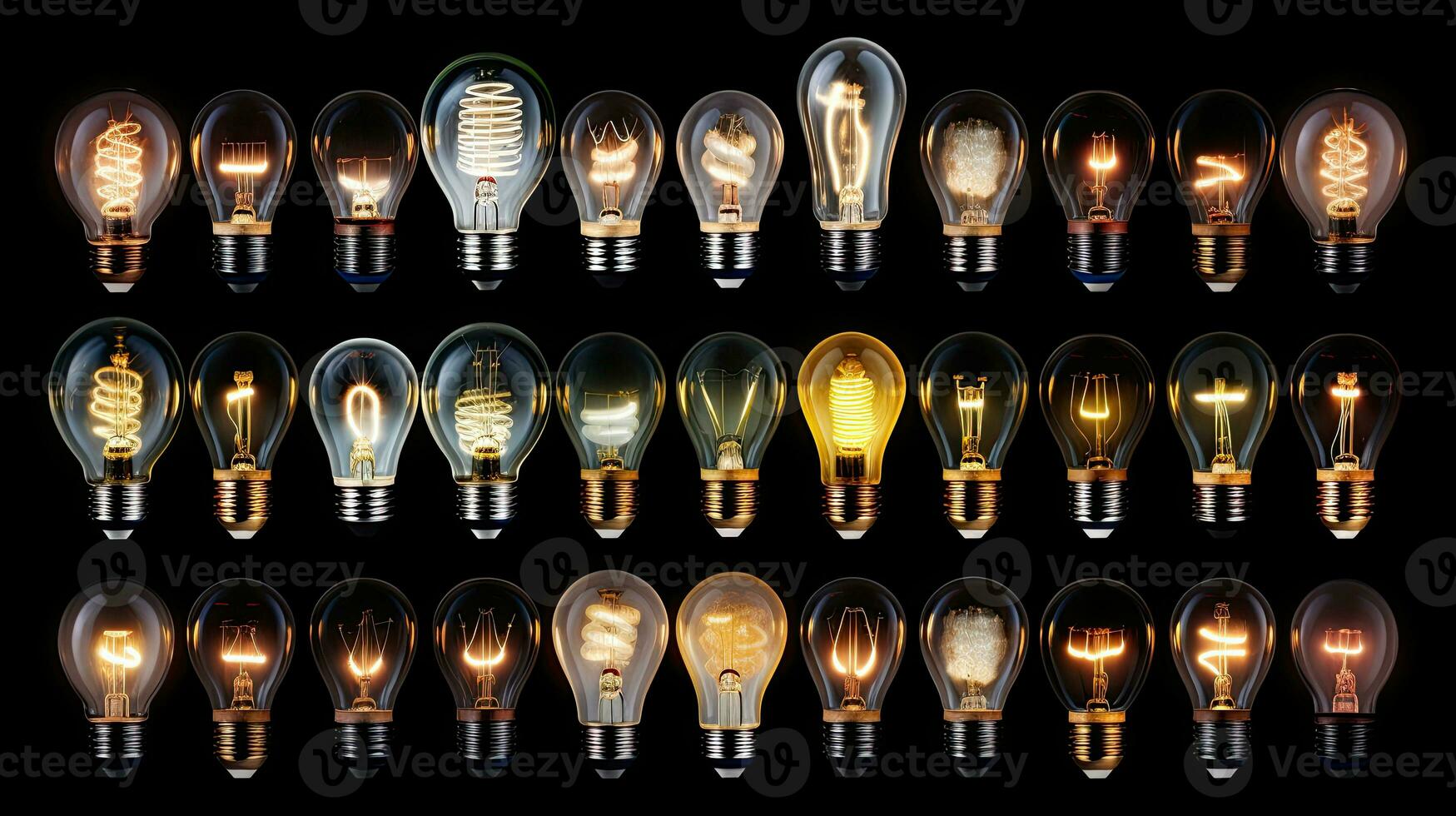 Recycling light bulb collection in a theme of eco friendly and conscious consumption AI Generated photo