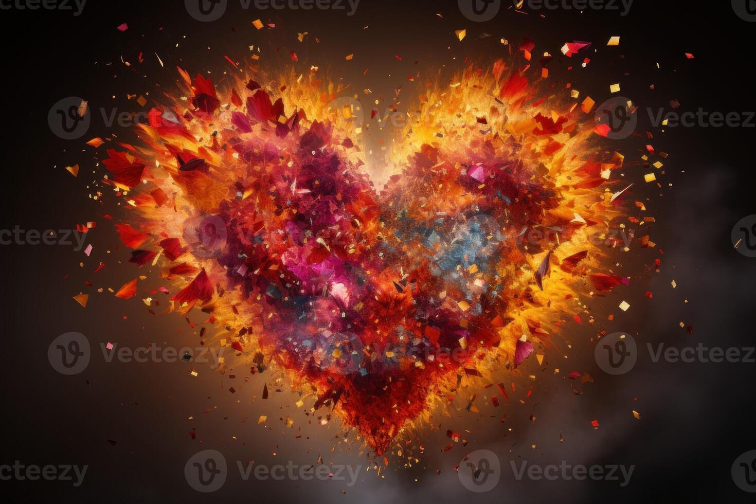 Fiery Heart explosion. Generate Ai photo