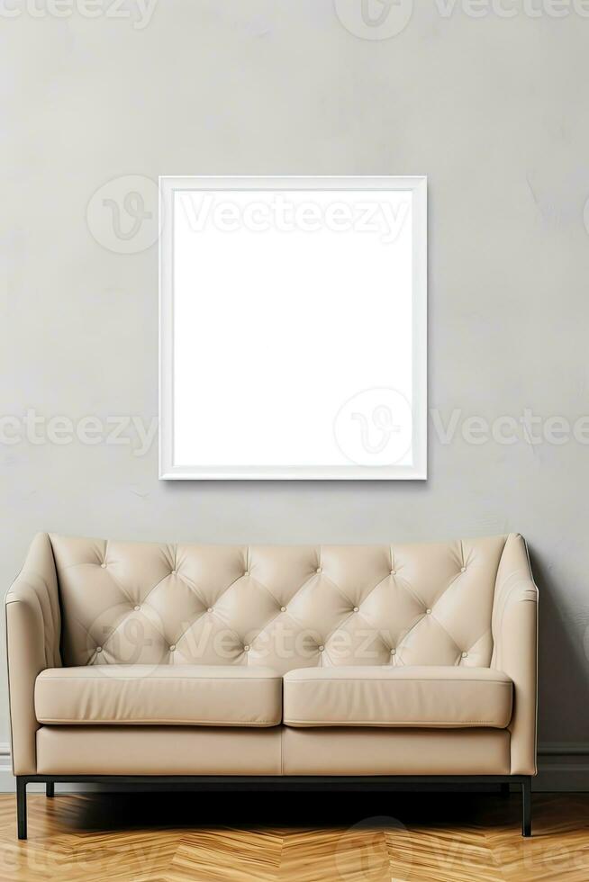 Simple frame mock up with sofa in a modern contemporary design AI Generated photo