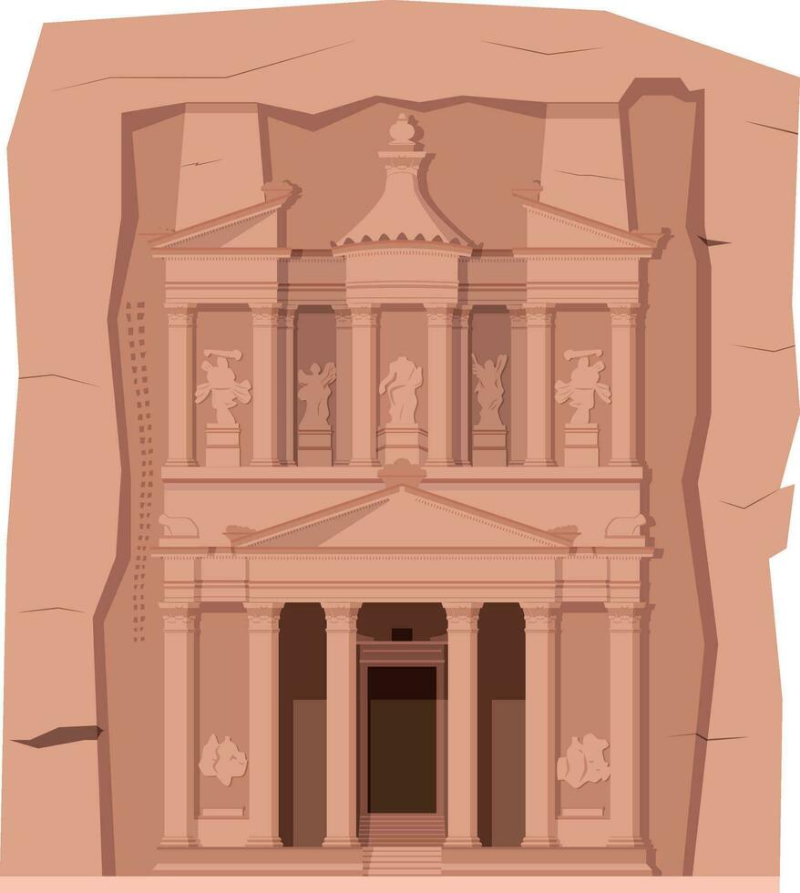 Petra, Jordan. Isolated on white background vector illustration.