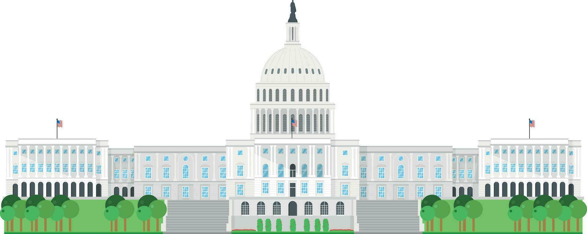 Capitol House, Washington DC, USA. Isolated on white background vector illustration.