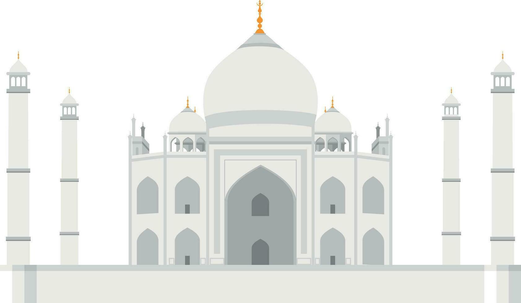 Taj Mahal, Agra, India. Isolated on white background vector illustration.