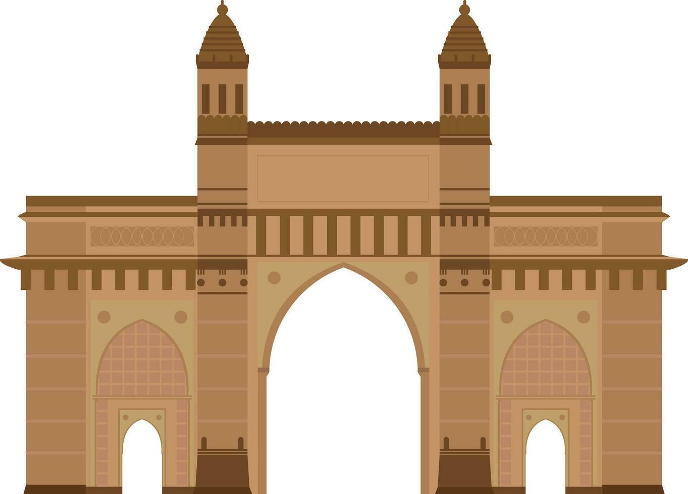 Gate of India, Mumbai, Bombay. Isolated on white background vector illustration.