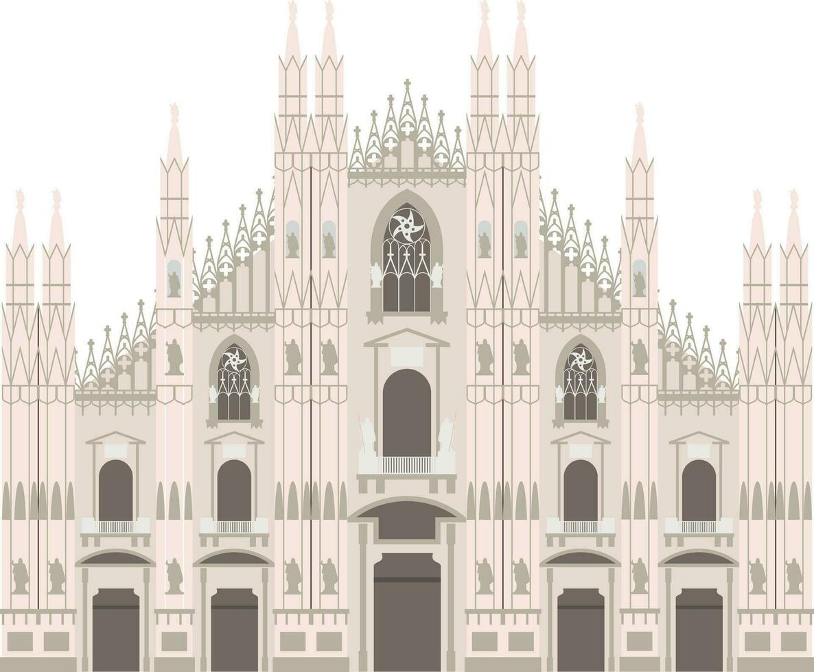 Milan Cathedral, Italy. Isolated on white background vector illustration.