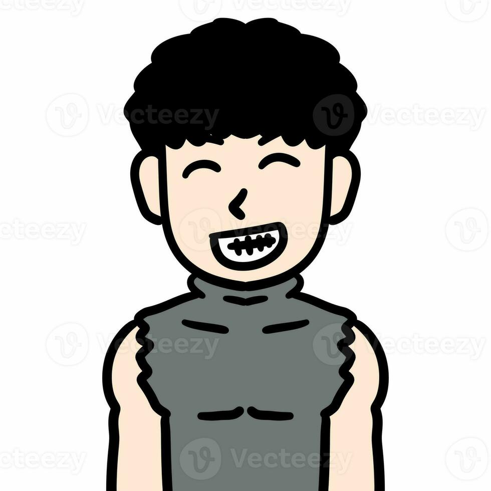 cute man cartoon on white background photo