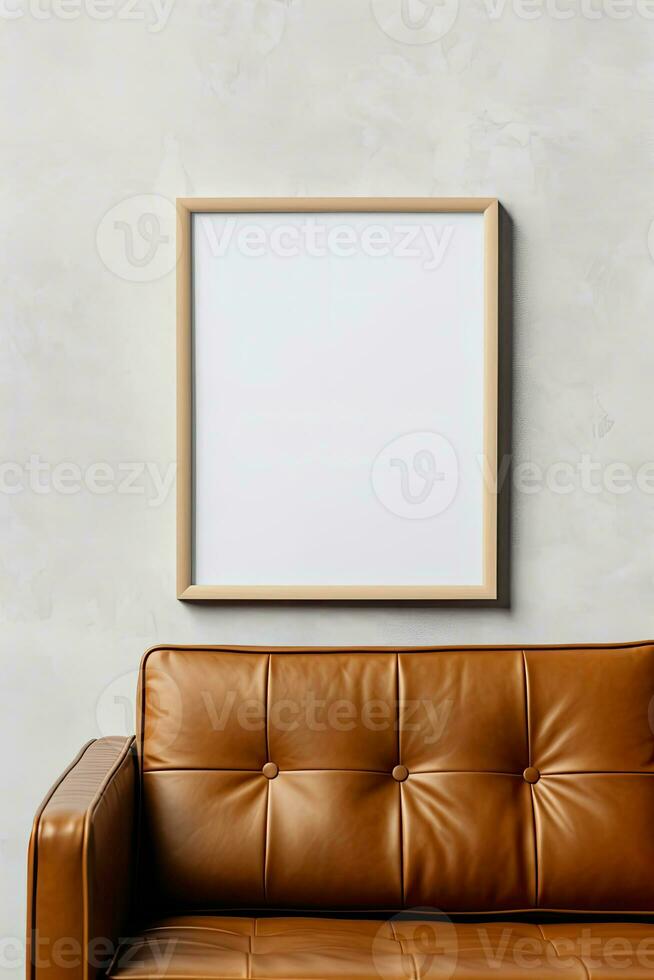Simple frame mock up with sofa in a modern contemporary design AI Generated photo