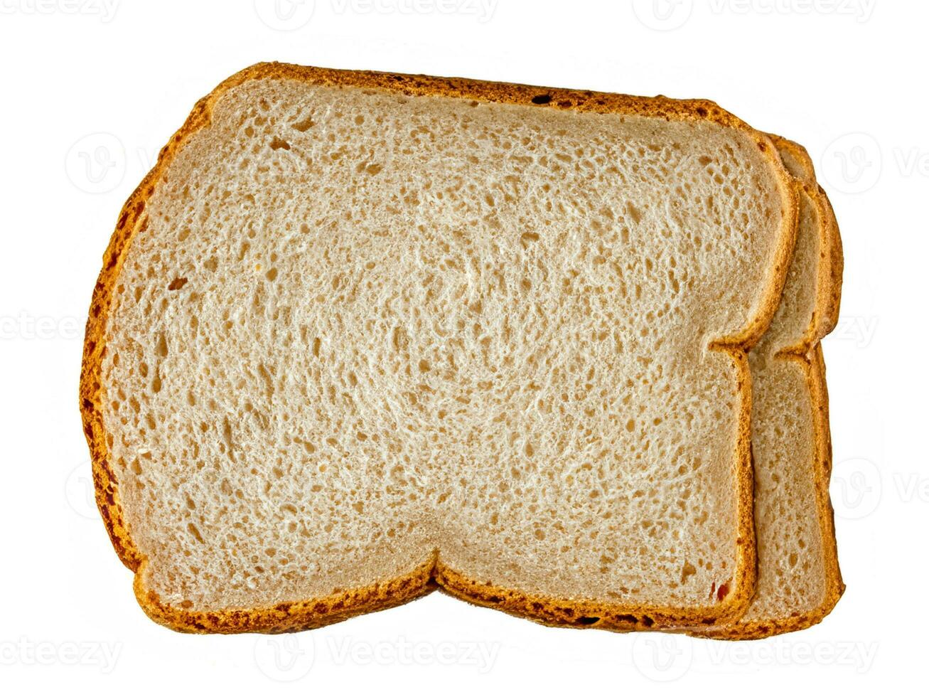 Sandwich Bread Square Slices Isolated. Supermarket Bread for Toasts, Soft White Sliced Bread, Sweet Sandwich Loaf Pieces on White Background Top View photo