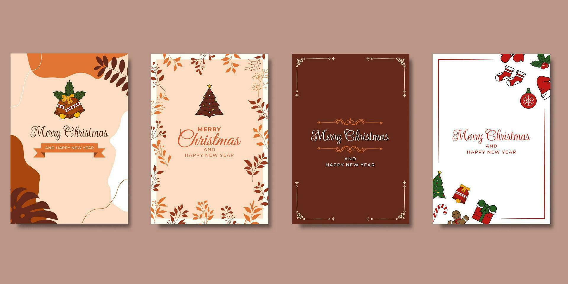 Hand drawn Merry christmas and happy new year greeting card with floral frame design.suitable for poster,business card,social media post vector
