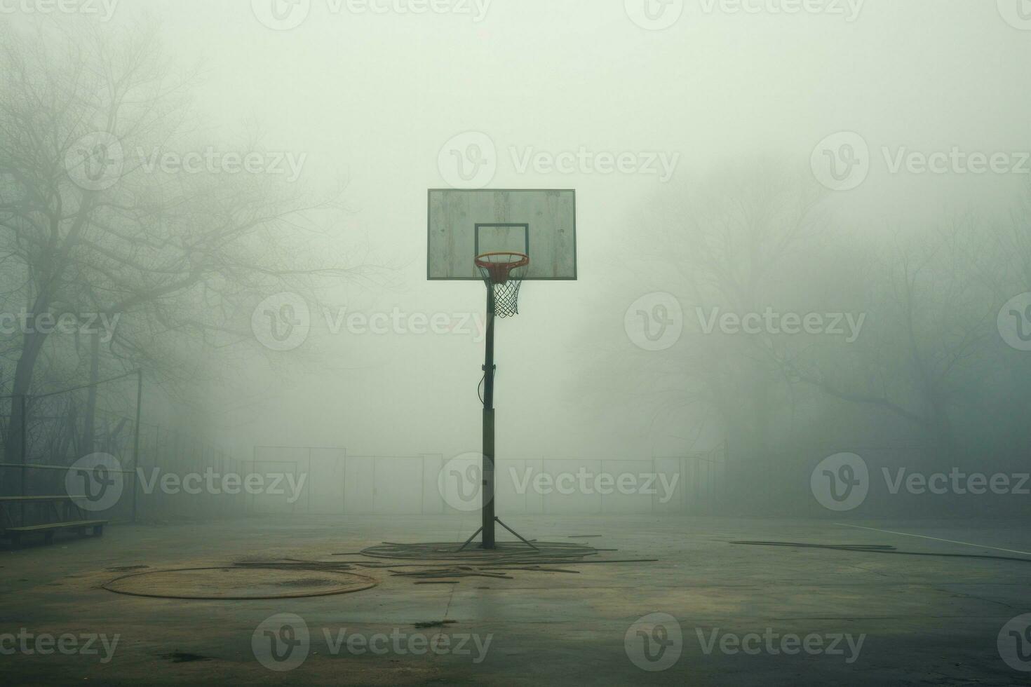 Open Basketball court outdoor autumn. Generate Ai photo