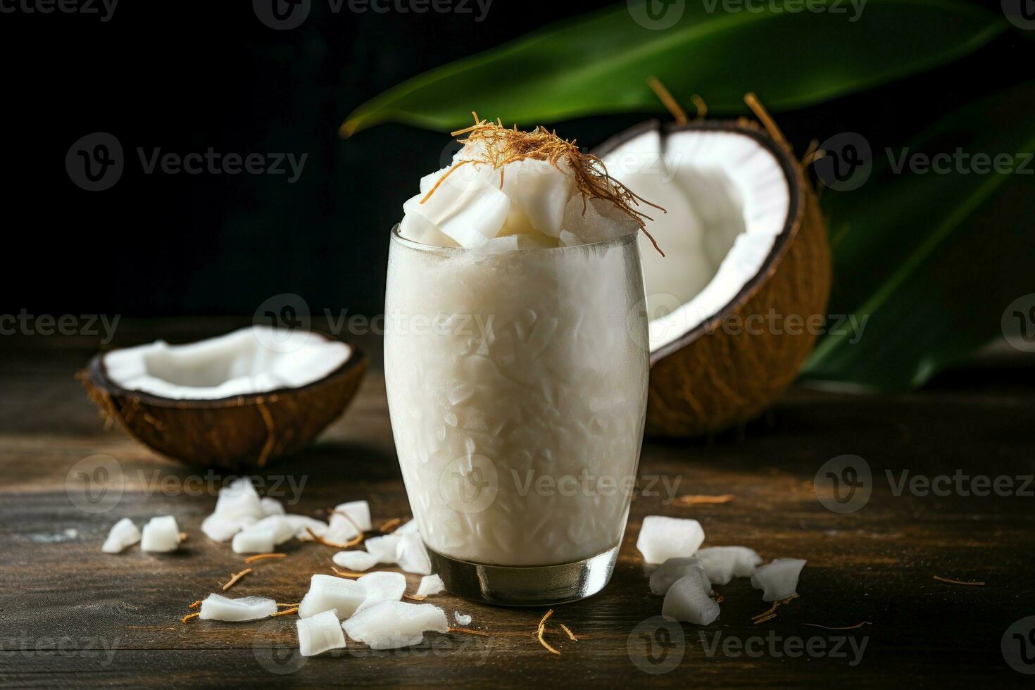 Sweet Coconut iced drink. Generate Ai photo
