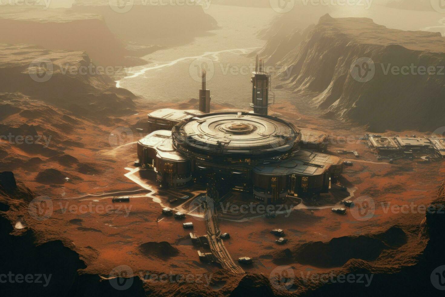Desolate Colony base Mars. Generate Ai photo