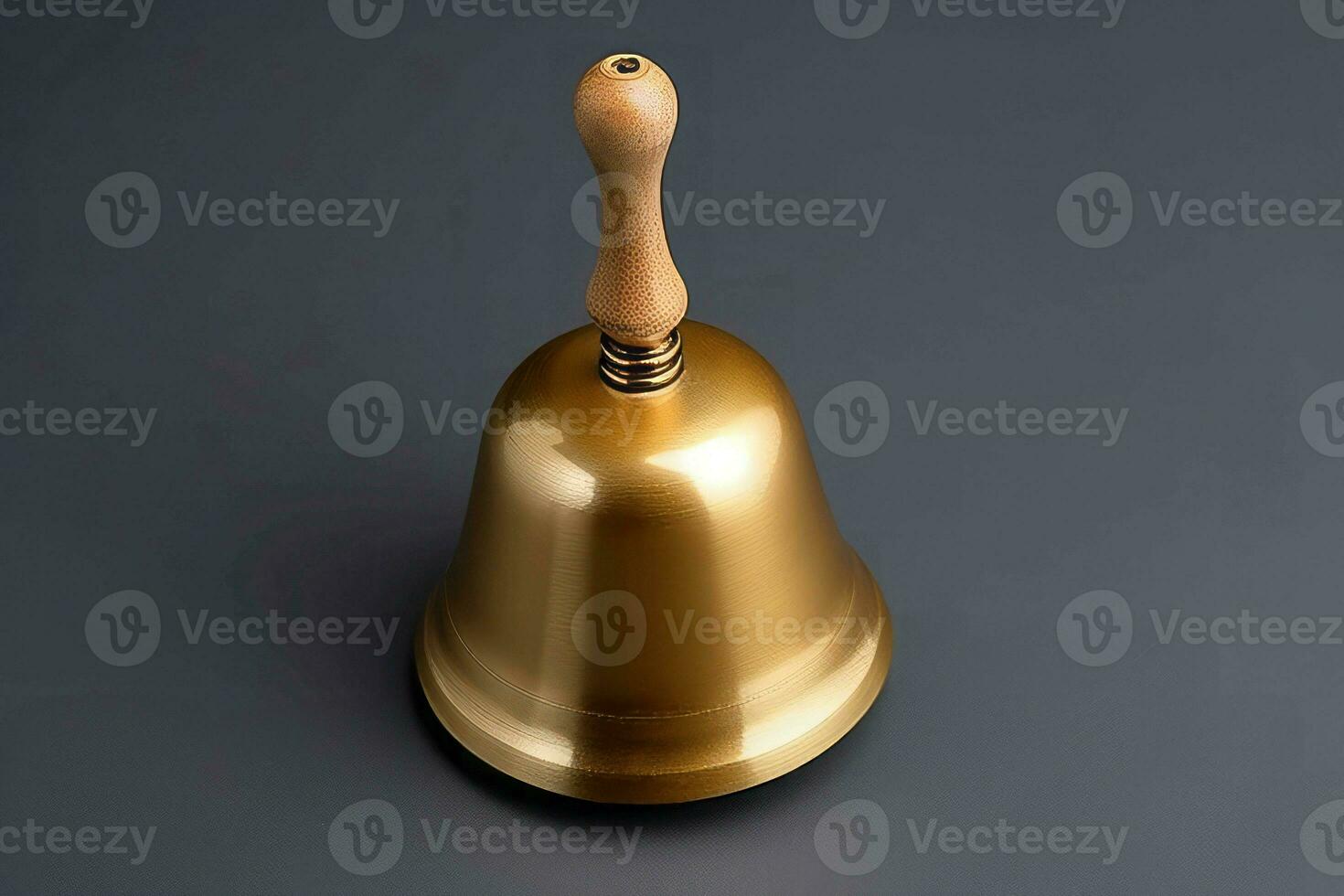 Golden school bell. Generate Ai photo