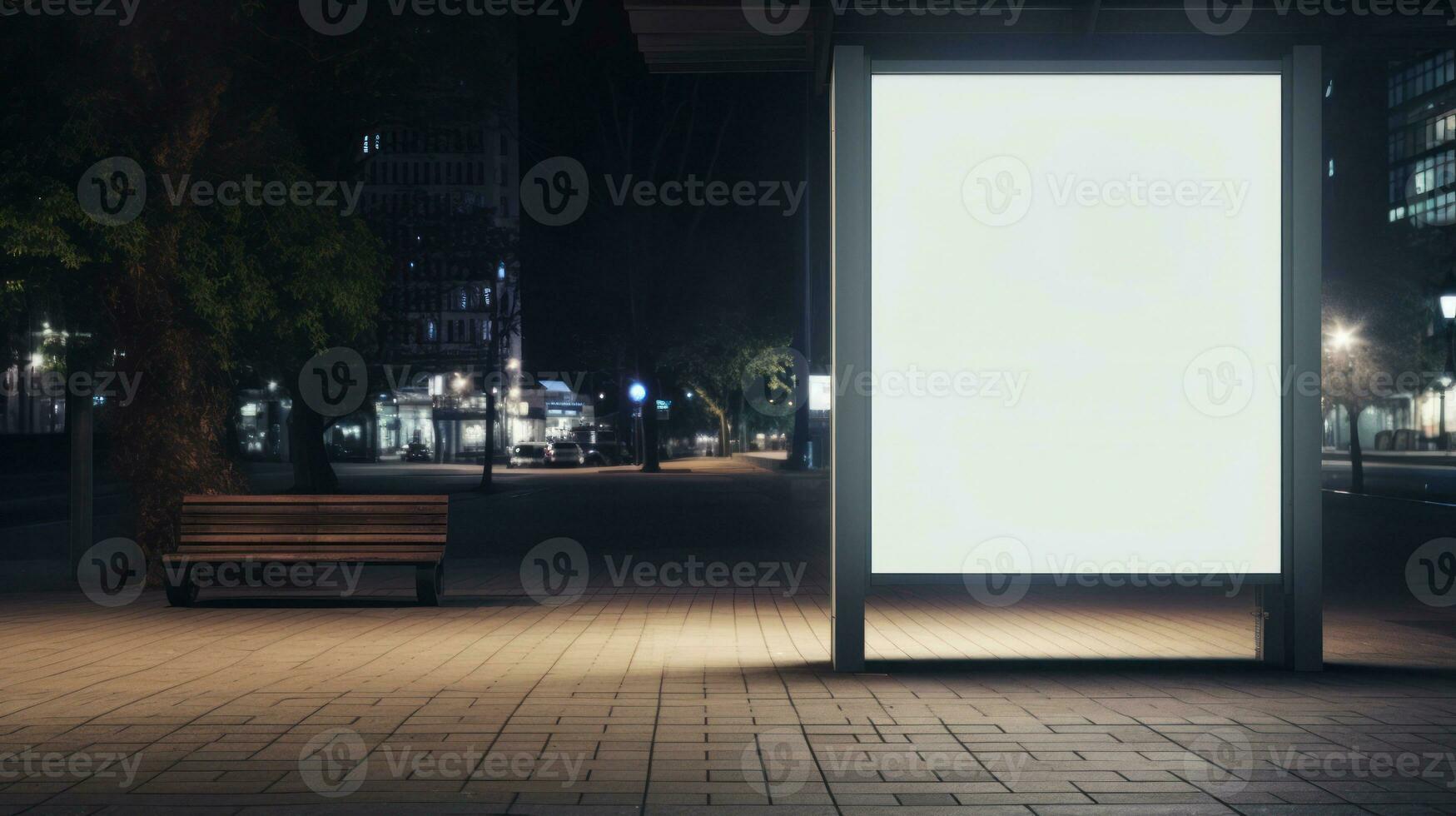 Blank horizontal street poster billboard in dusk night for marketing or advertisement with copy space AI Generated photo