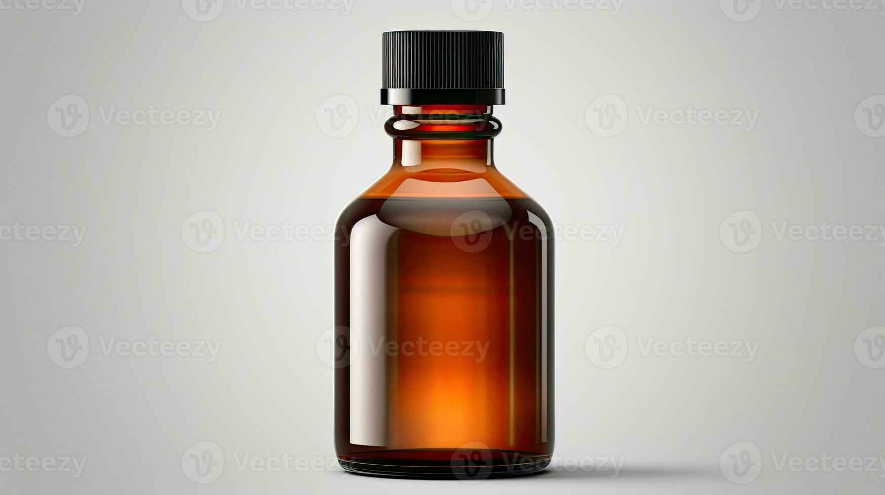 Medical amber transparent glass bottle mockup with empty copyspace AI Generated photo