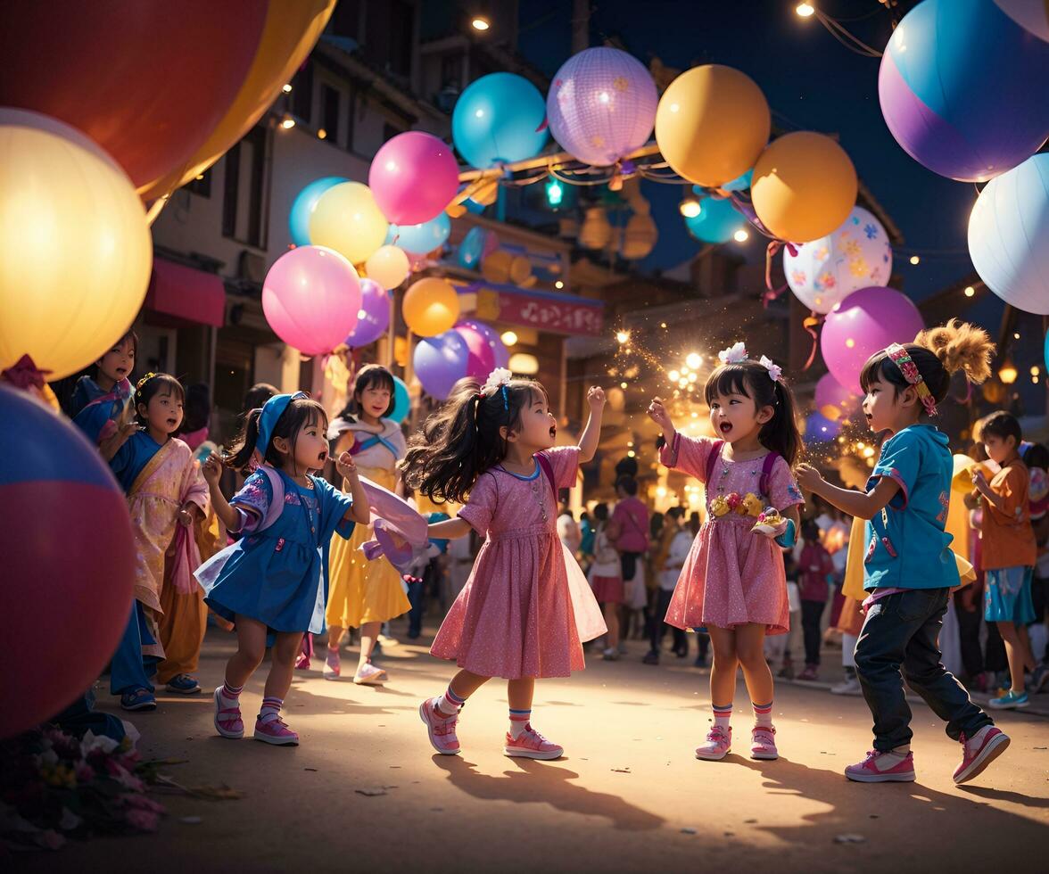 World children's day celebration, AI generated photo