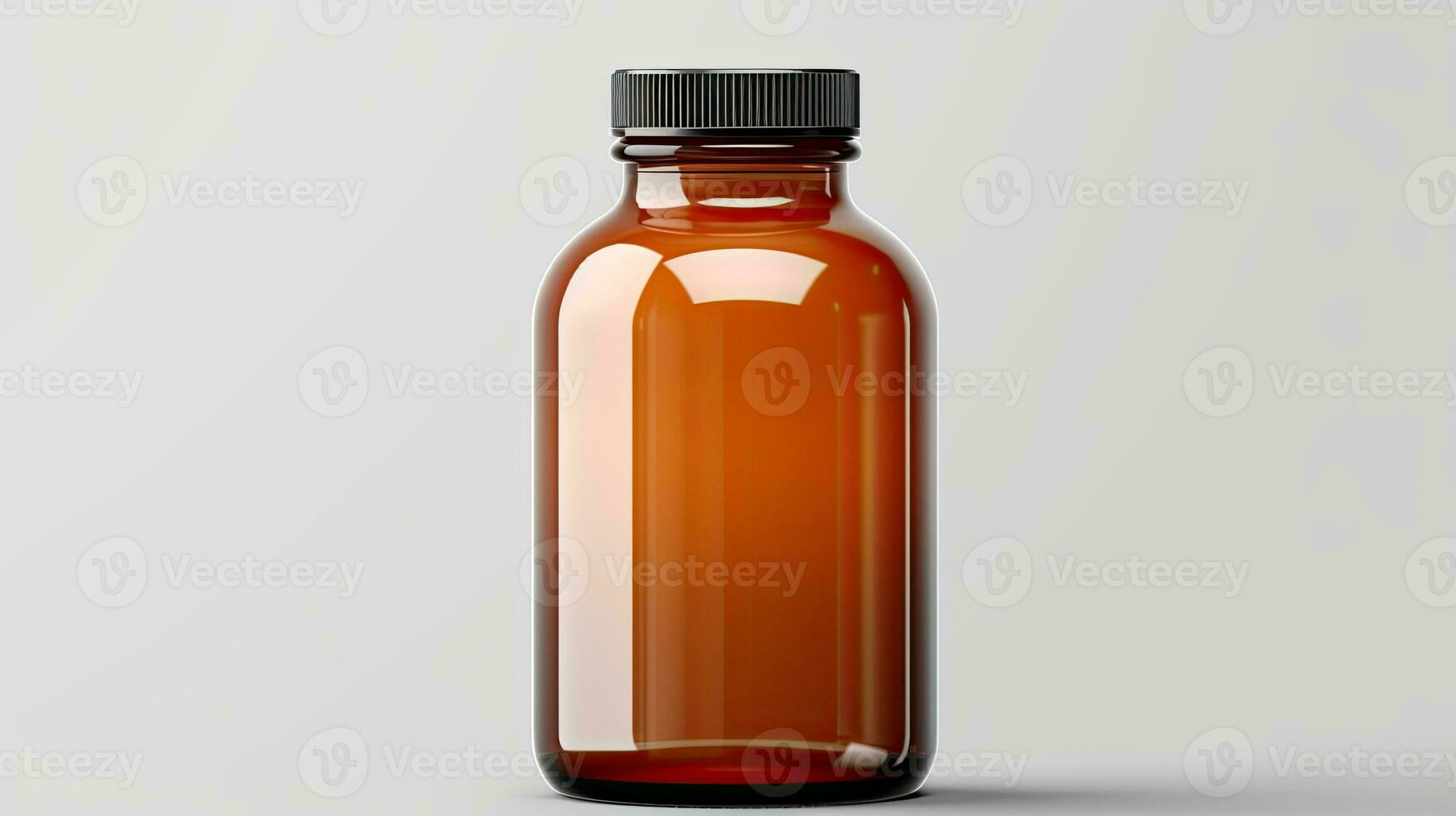 Medical amber transparent glass bottle mockup with empty copyspace AI Generated photo