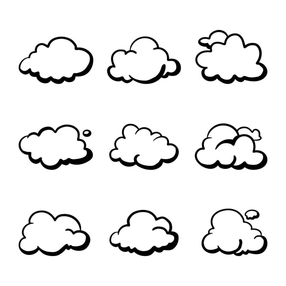 doodle set of clouds, vector illustration.