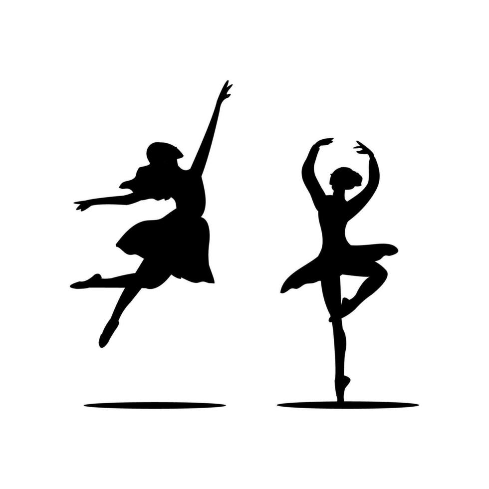 Ballet dancers silhouettes isolated on white background. Vector illustration.