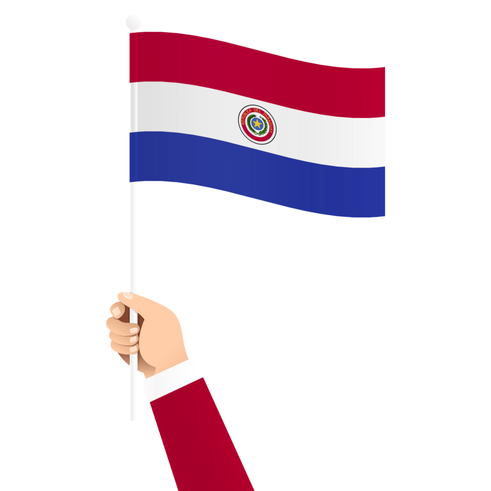 Hand Holding Paraguay National Flag Isolated Transparent Simple Illustration png