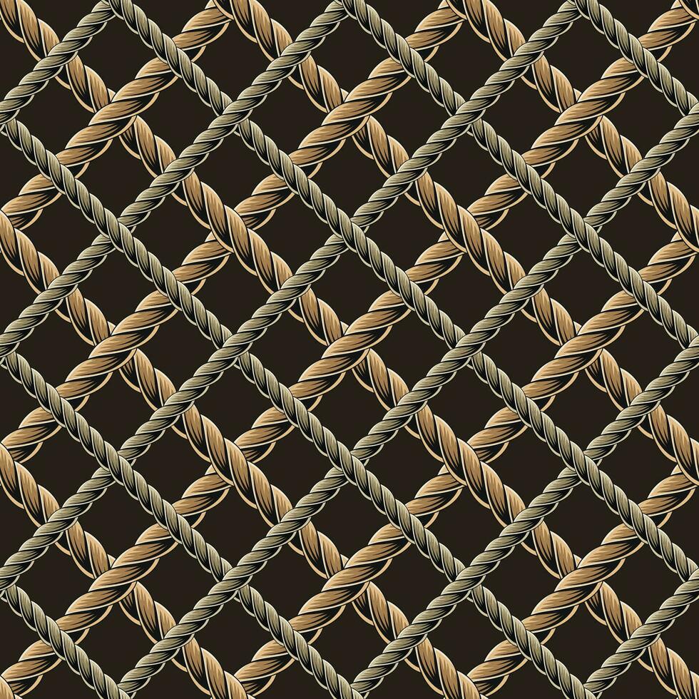 Seamless pattern with hemp rope net vector