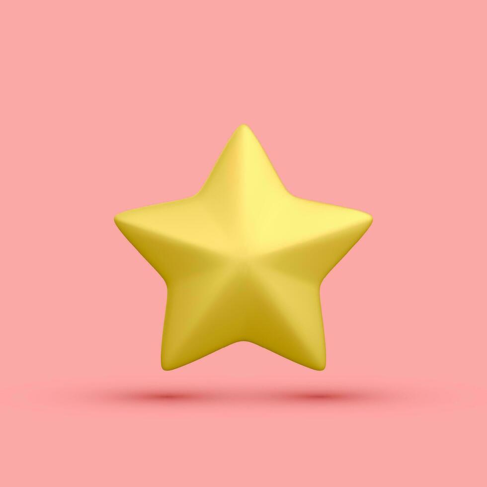 3d realistic golden star icon isolated on light background. Vector illustration