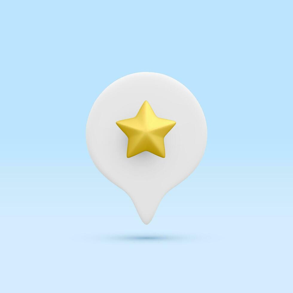 3d realistic golden star isolated on blue background. Customer rating feedback concept from the client about employee for mobile applications or websites. Vector illustration