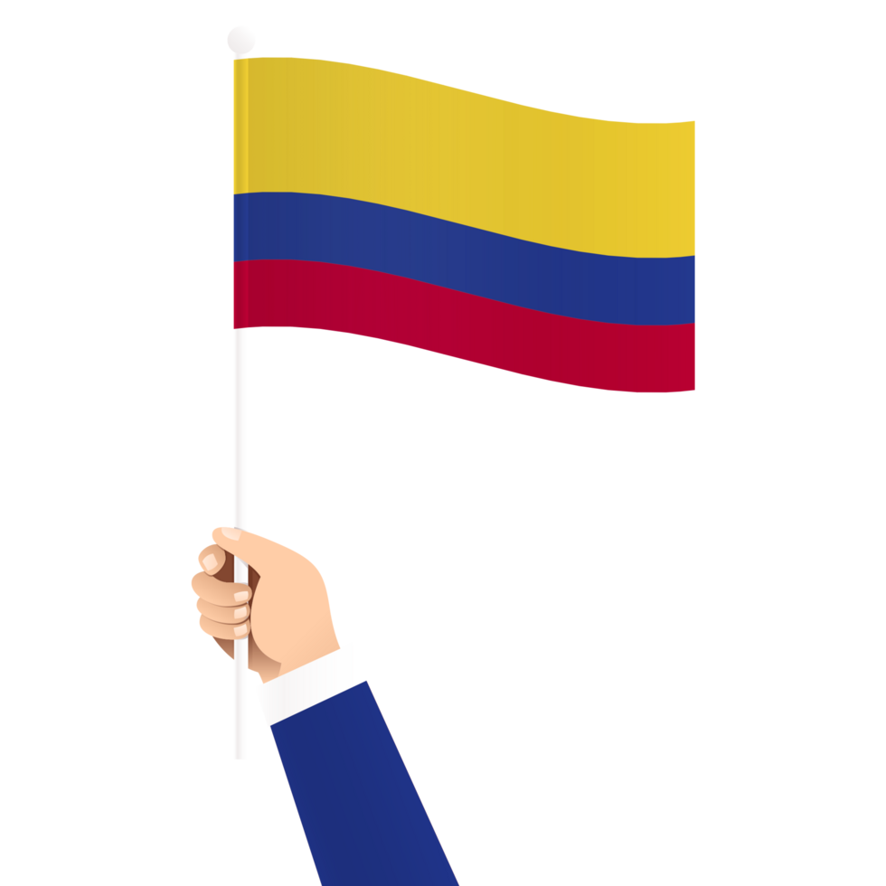 Hand Holding Colombia National Flag Isolated Transparent Simple Illustration png