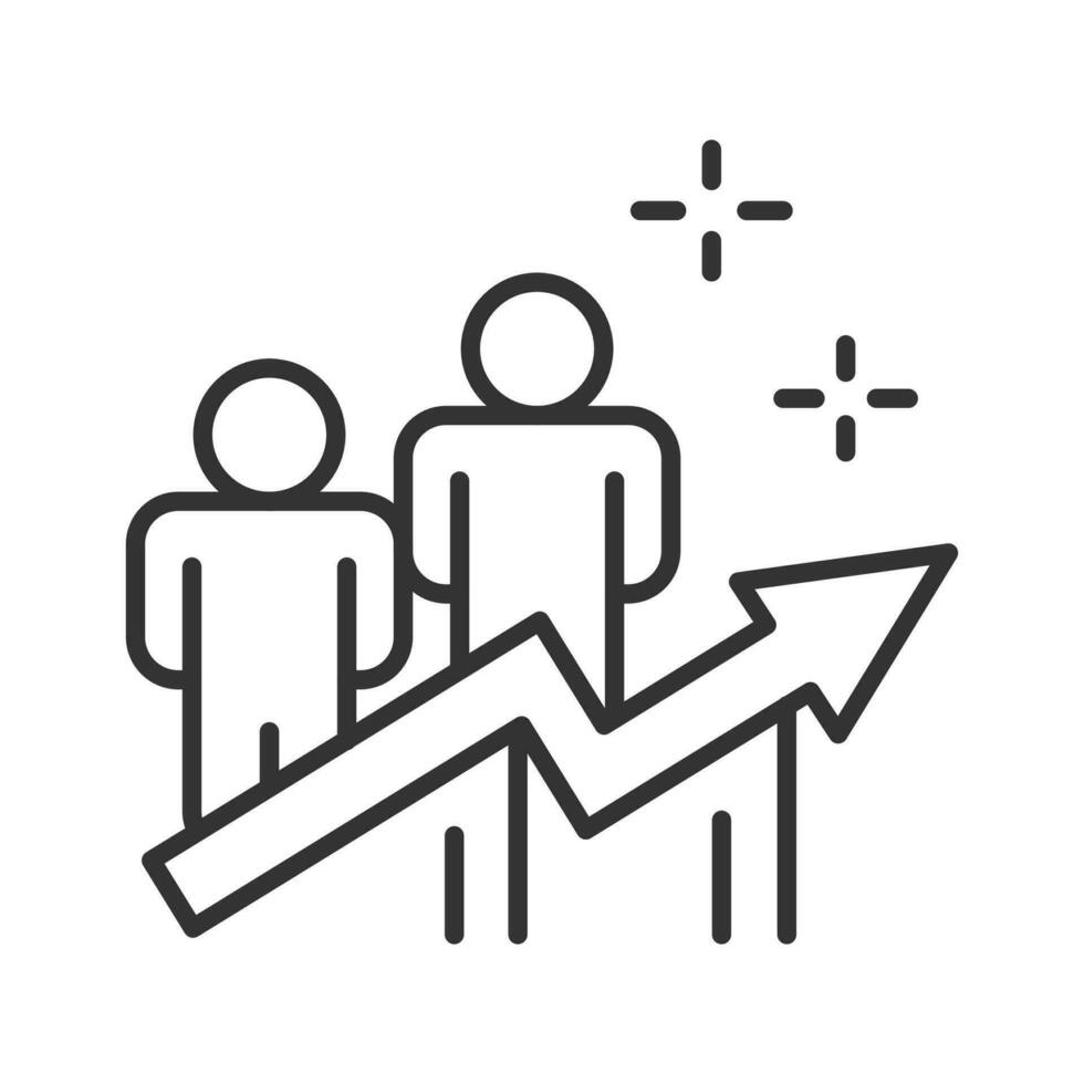business icon with employee growth and two employees vector