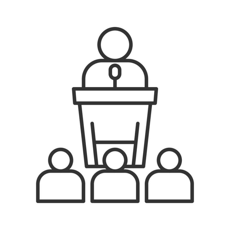 business icon with one leader at the pulpit and three person of employee vector