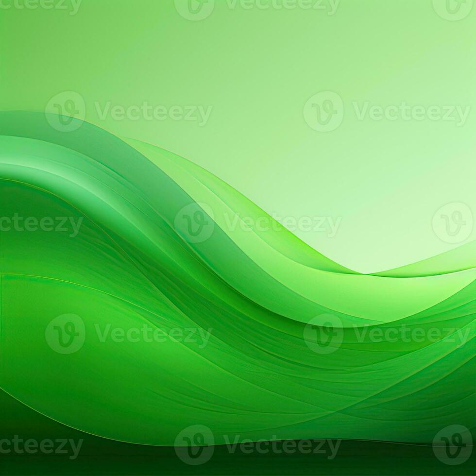 Simple empty green background, wavy lines, gradient photo