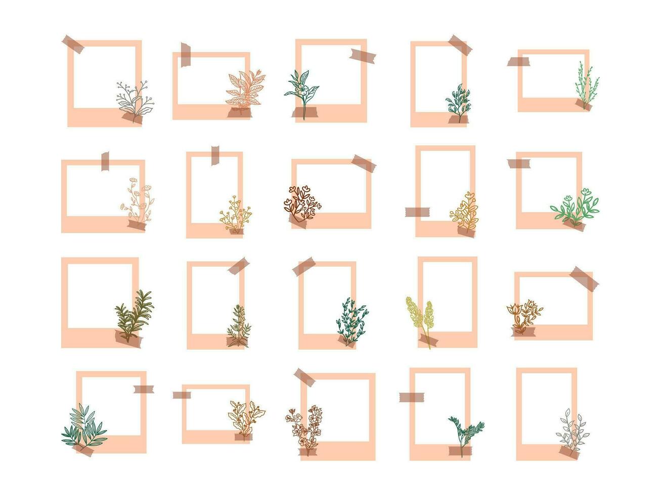 Aesthetic Floral Square Frame Template Collection vector