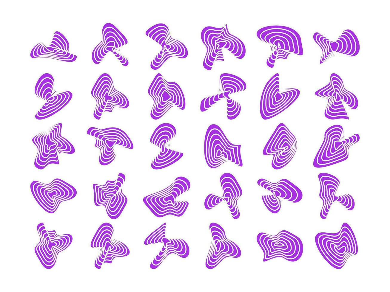 Abstract Form Concentric Wavy. Geometric Striped Shape Collection vector