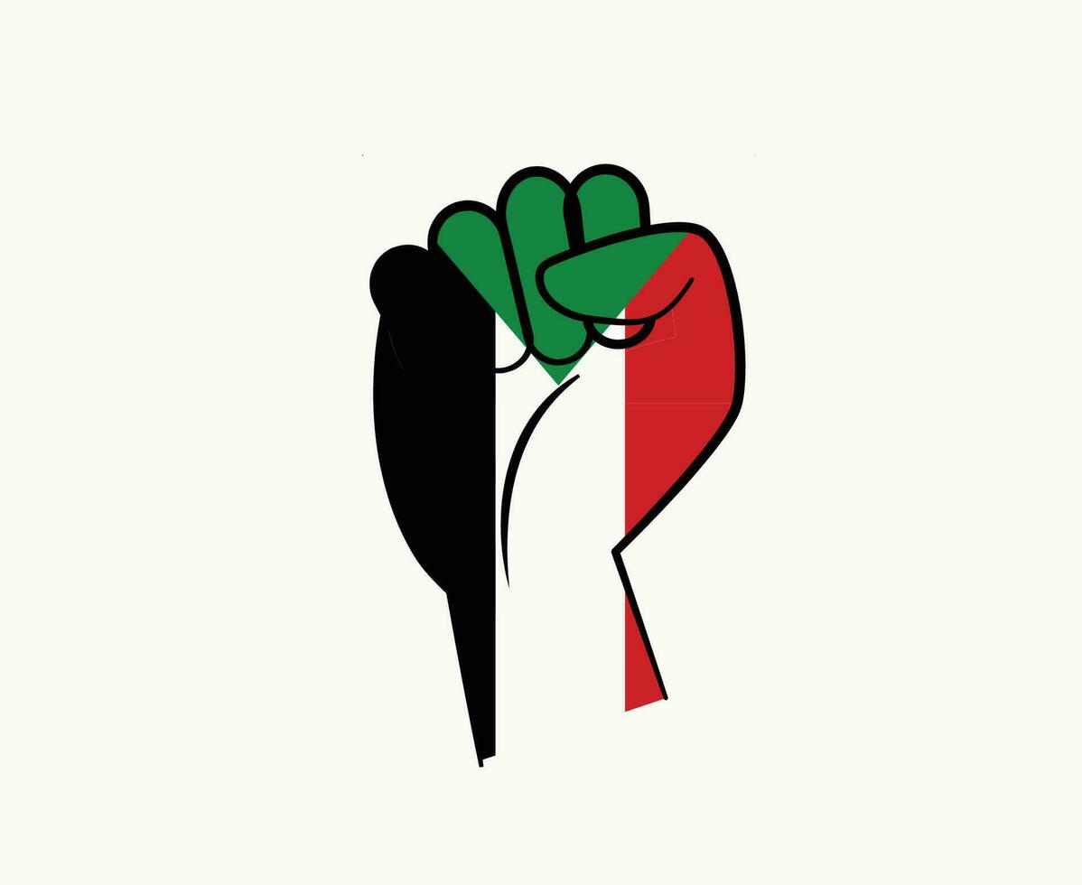 Sudan Hand Flag Emblem Middle East country Symbol Abstract Vector Design