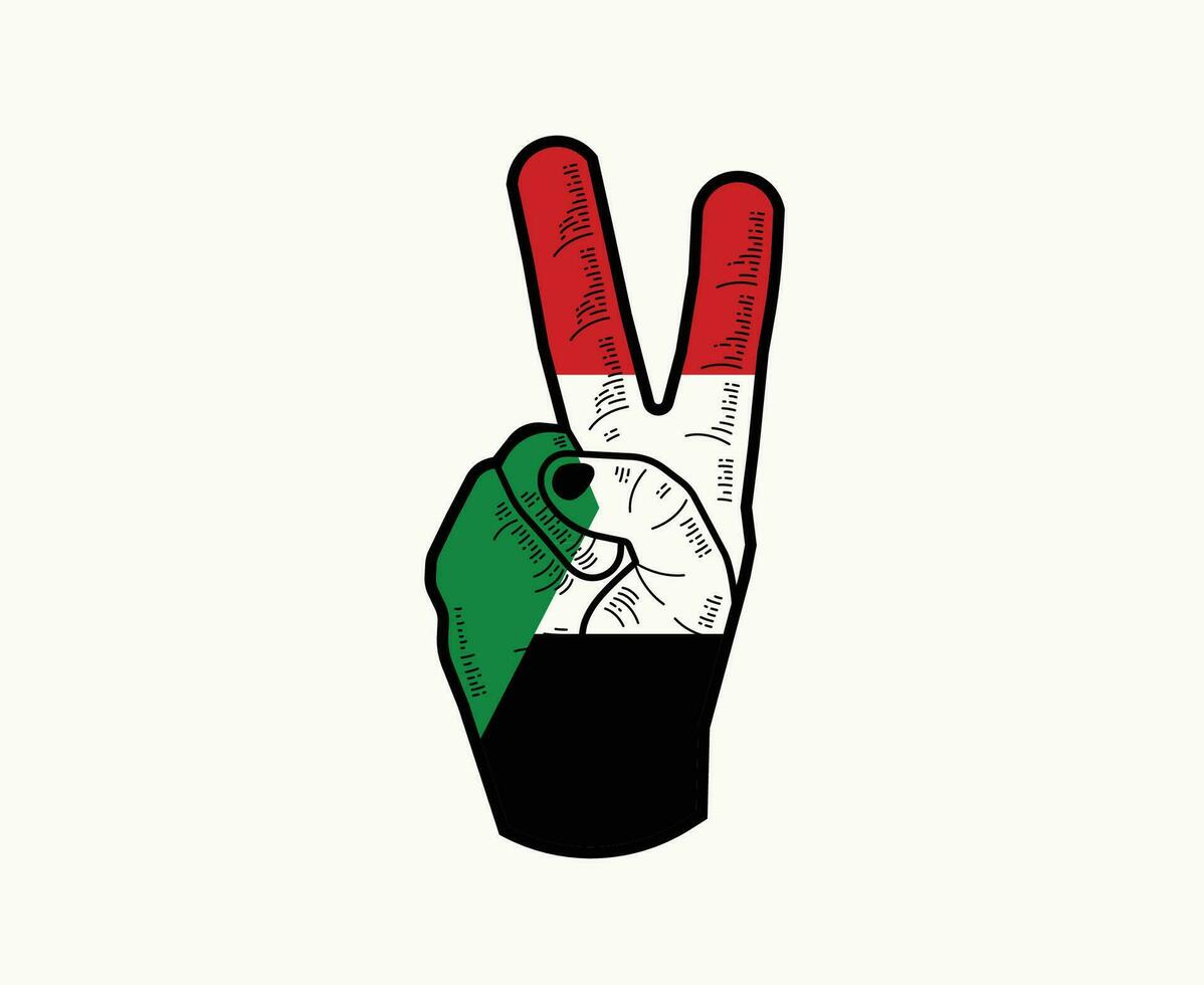 Sudan Flag Emblem Hand Design Middle East country Abstract Symbol Vector illustration