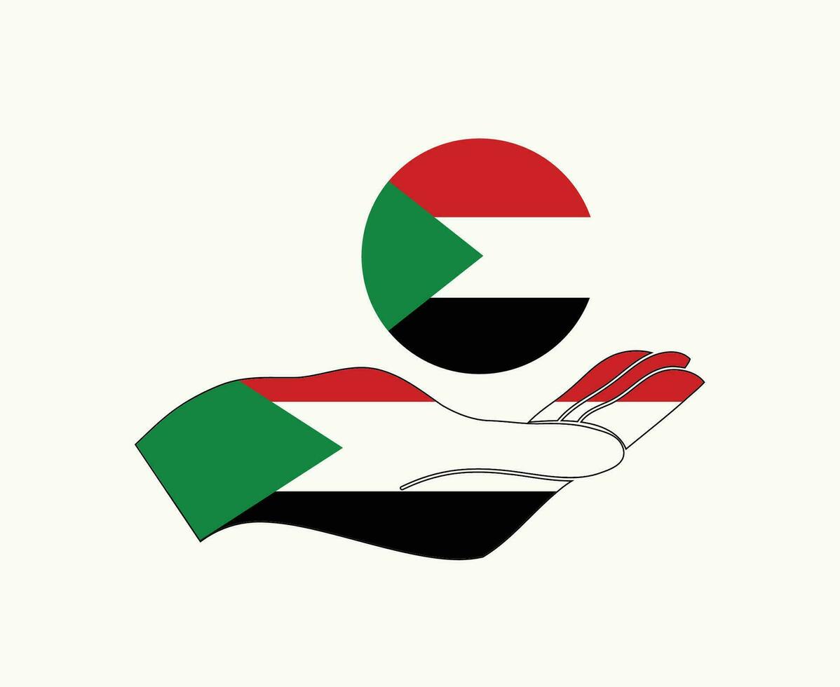 Sudan Flag Emblem And Hand Symbol Abstract Middle East country Vector illustration Design