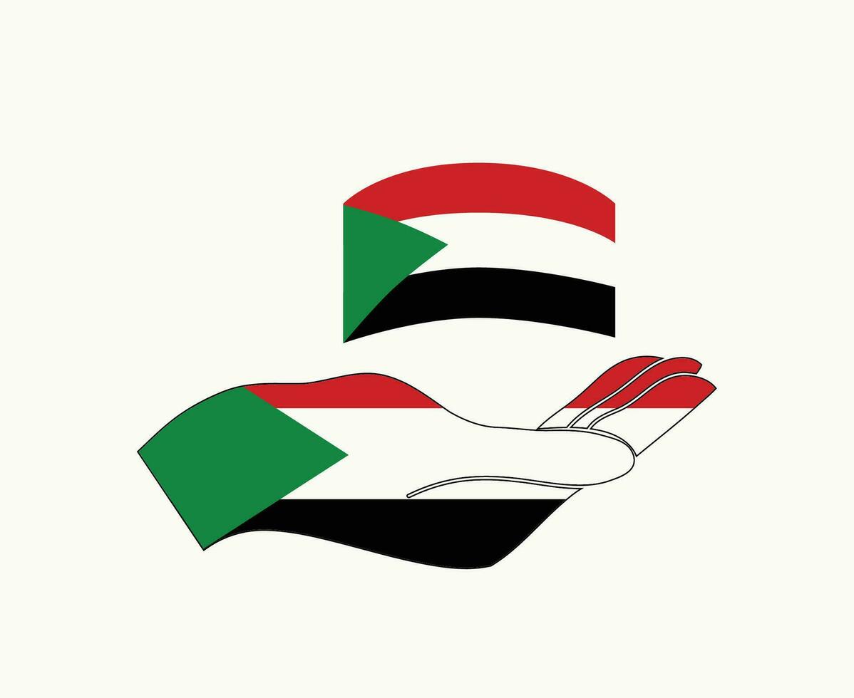 Sudan Emblem Flag And Hand Symbol Abstract Middle East country Vector illustration Design
