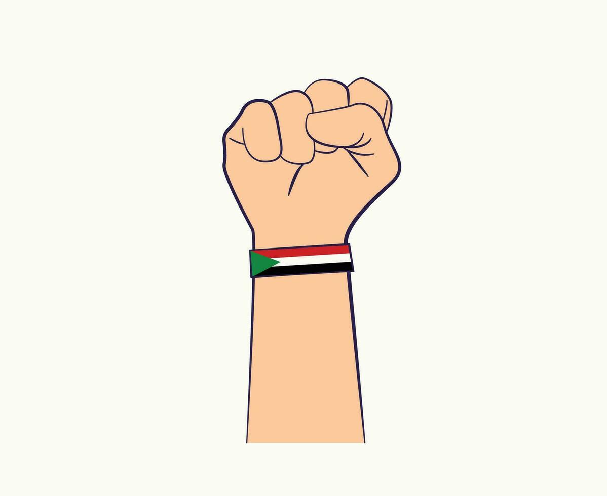 Sudán bandera emblema con mano medio este país símbolo resumen vector diseño
