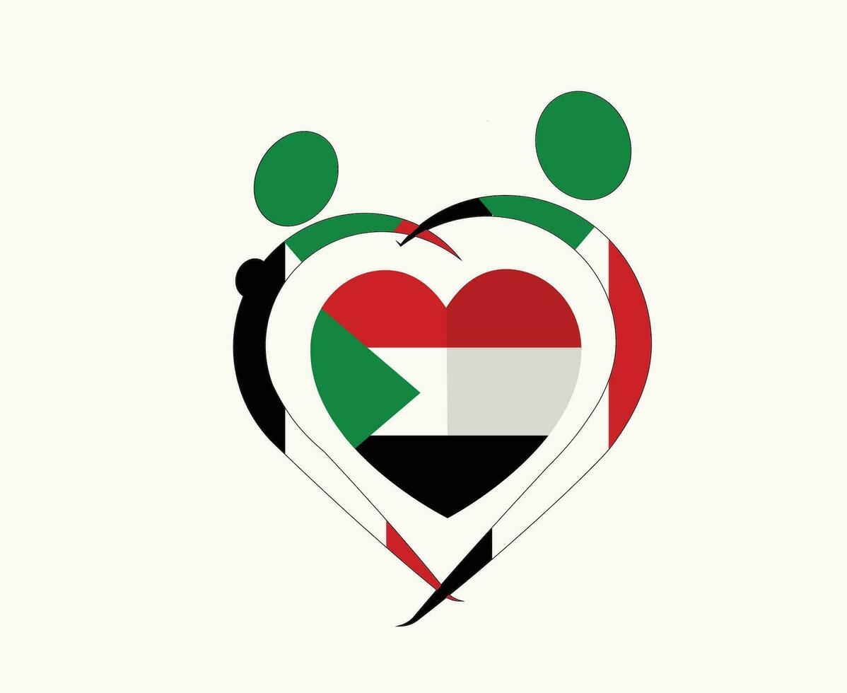 Sudan Flag Heart Emblem Abstract Symbol Vector illustration Design