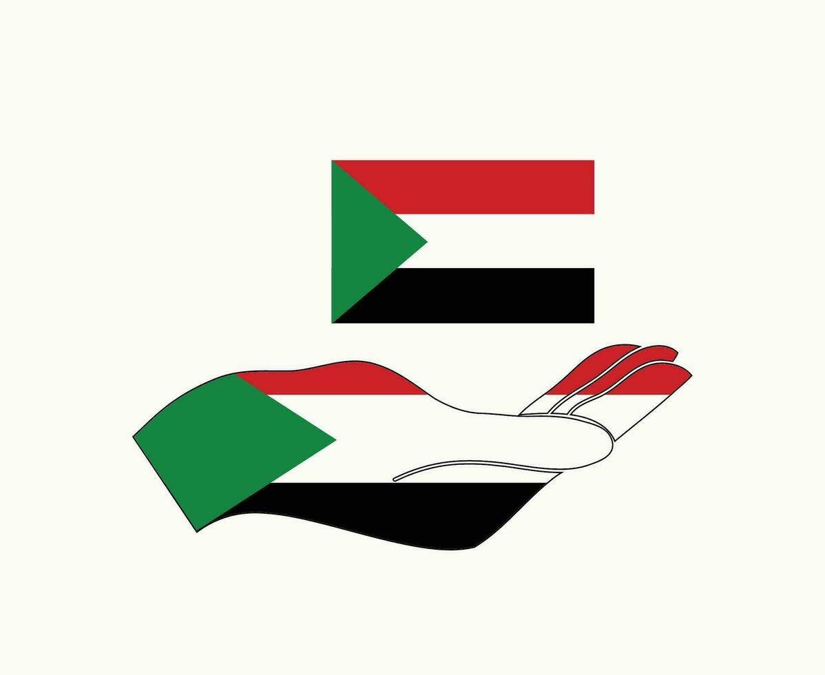 Sudan Flag And Hand Symbol Abstract Middle East country Vector illustration Design