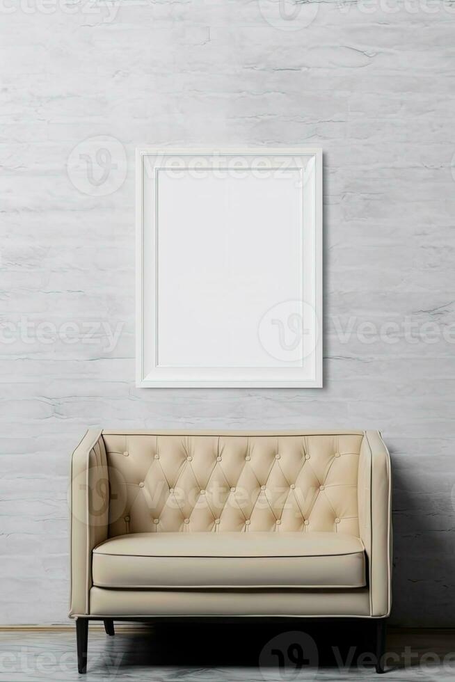 Simple frame mock up with sofa in a modern contemporary design  AI Generated photo