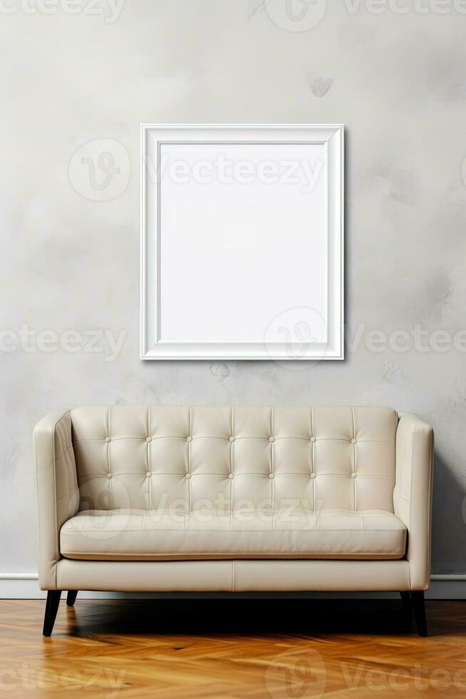 Simple frame mock up with sofa in a modern contemporary design AI Generated photo